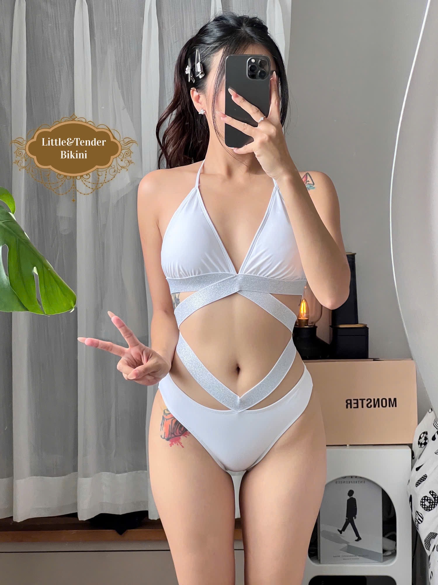 MINA SWIMSUIT - Áo tắm 2 mảnh áo tam giác phối dây kim tuyến (2 màu)
