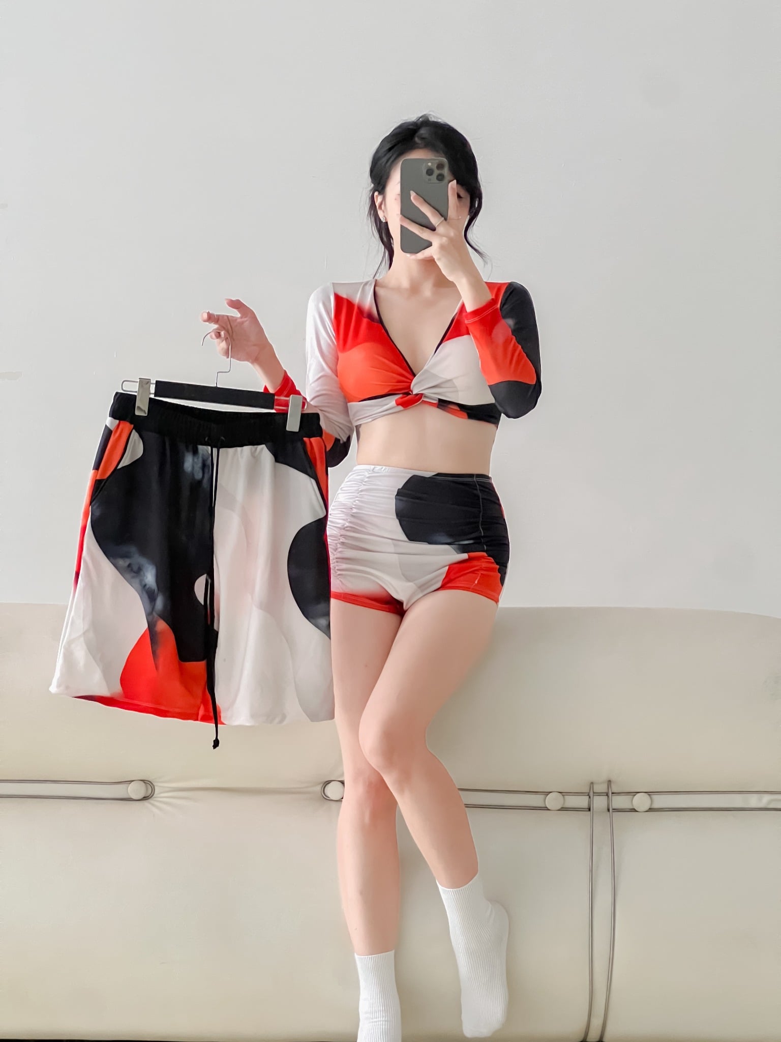 Edgy Match Couple Set - SET BIKINI COUPLE LOANG MÀU BÒ SỮA