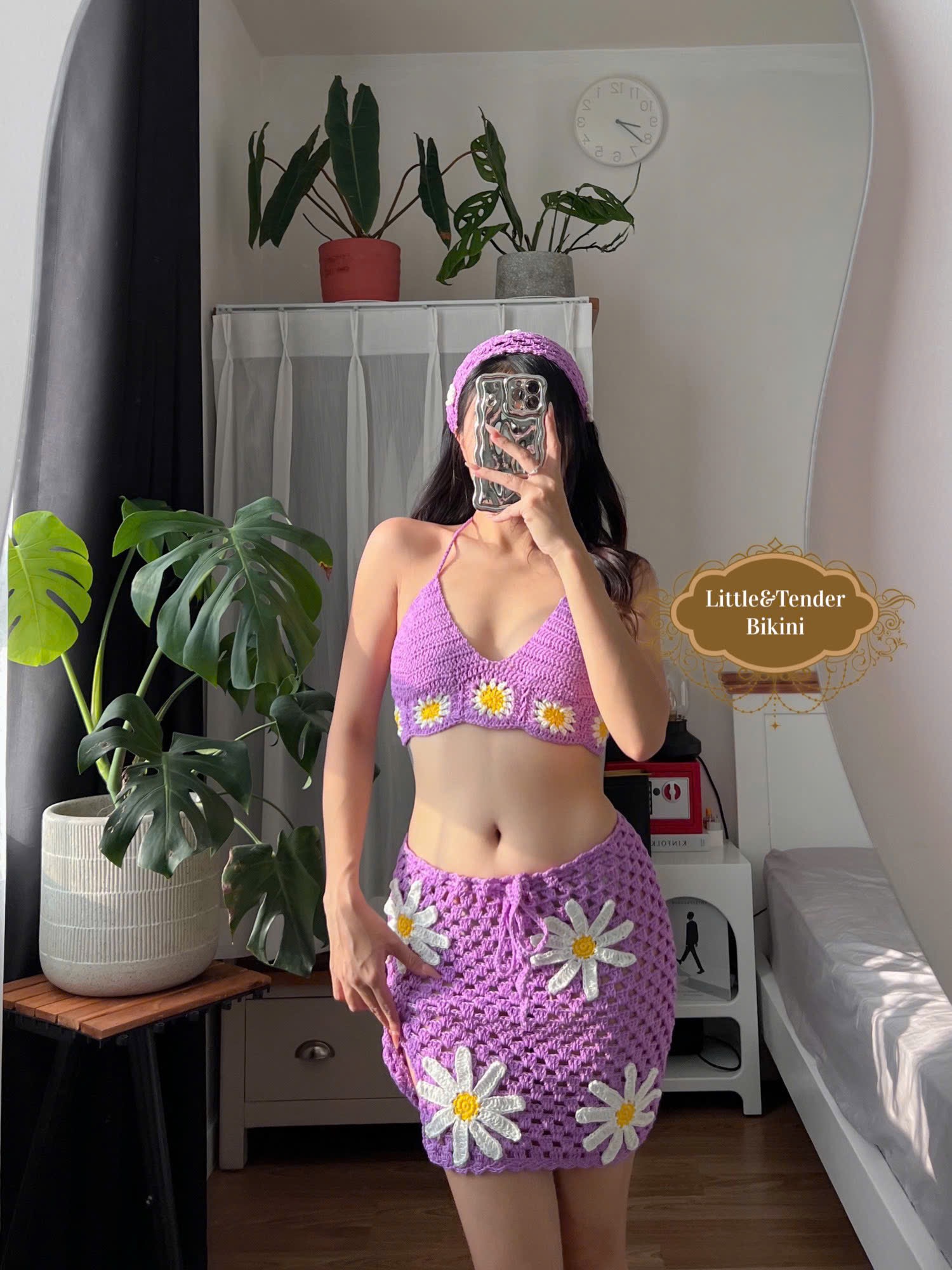 CROCHET SWIMSUIT - SET ÁO TẮM ĐAN LEN THỦ CÔNG MÀU TÍM XINH XẮN