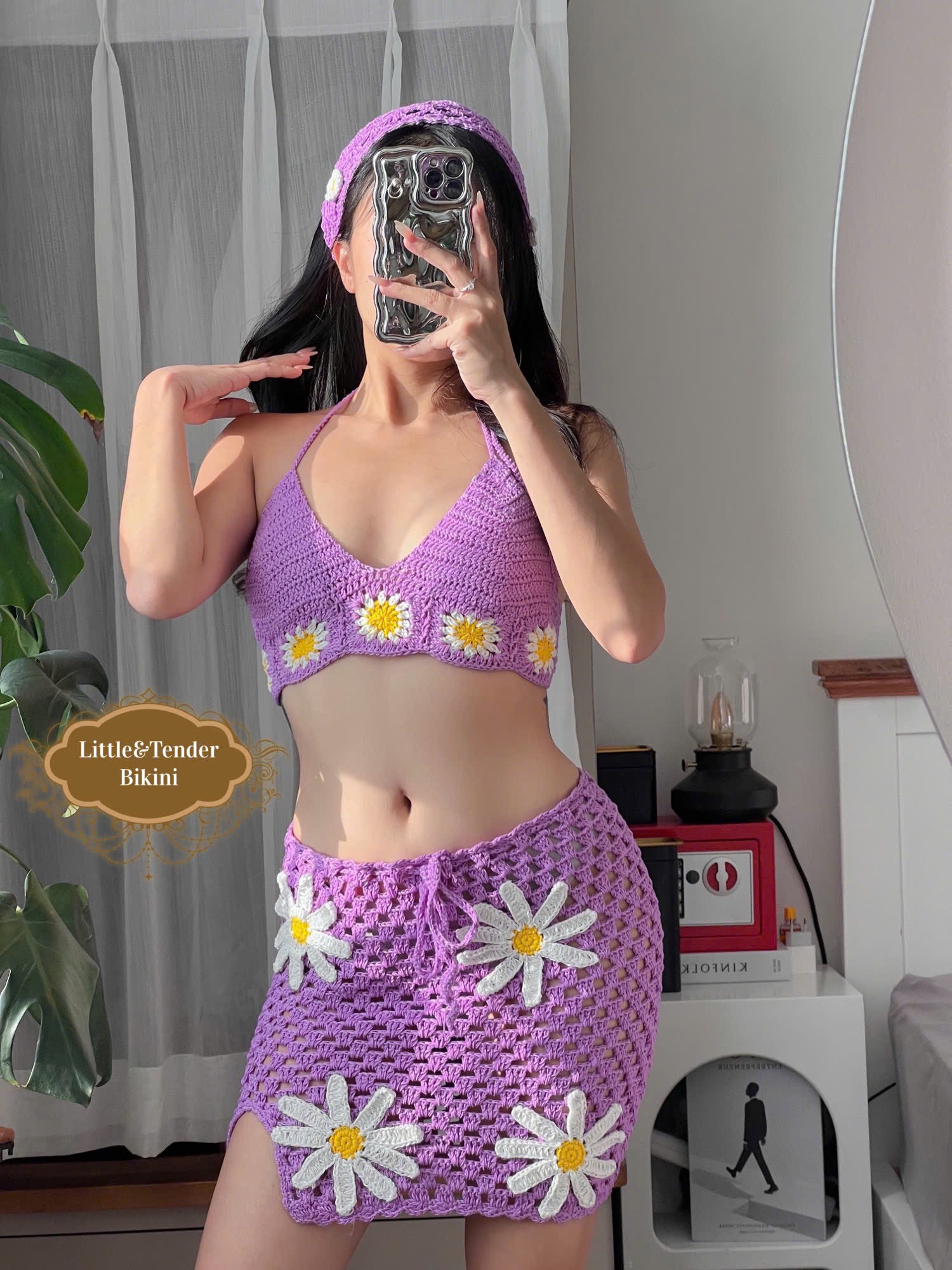 CROCHET SWIMSUIT - SET ÁO TẮM ĐAN LEN THỦ CÔNG MÀU TÍM XINH XẮN