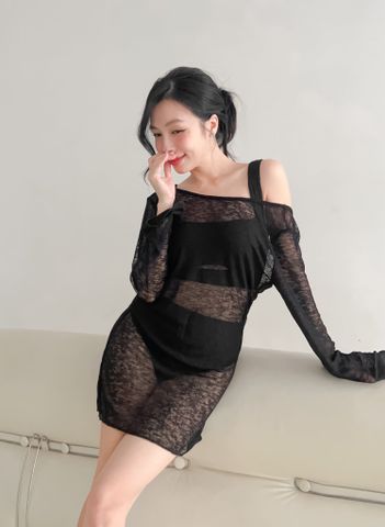 SARINA SWIMSUIT - SET BIKINI 3 DÂY LƯNG KÈM ÁO KHOÁC KÍN ĐÁO