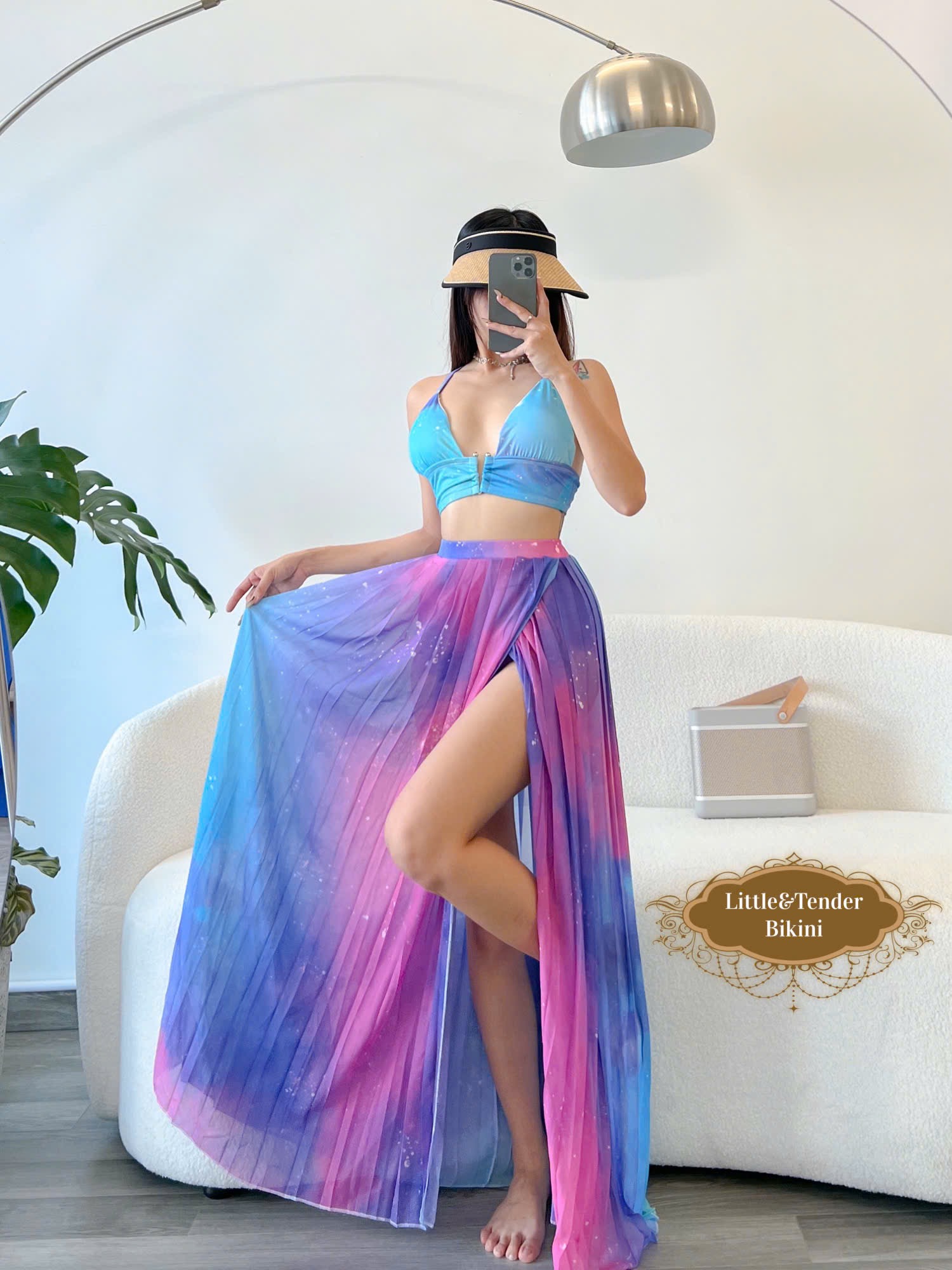 GALAXY SWIMSUIT - SET BIKINI KÈM CHÂN VÁY HỌA TIẾT NGÂN HÀ