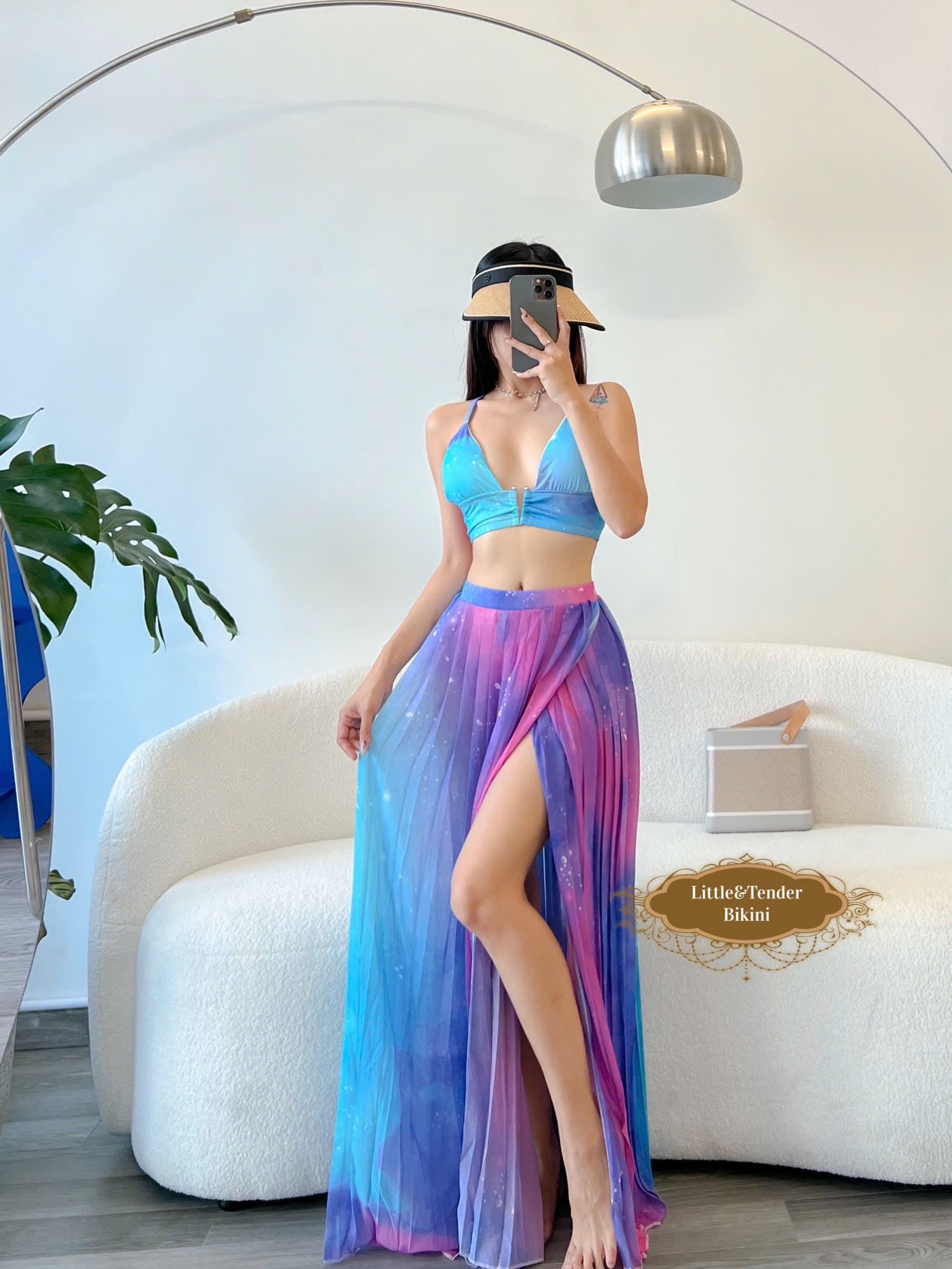 GALAXY SWIMSUIT - SET BIKINI KÈM CHÂN VÁY HỌA TIẾT NGÂN HÀ