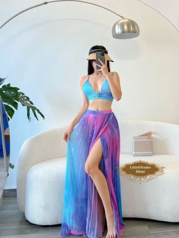 GALAXY SWIMSUIT - SET 3 MÓN BIKINI KÈM CHÂN VÁY HỌA TIẾT NGÂN HÀ (SALE)