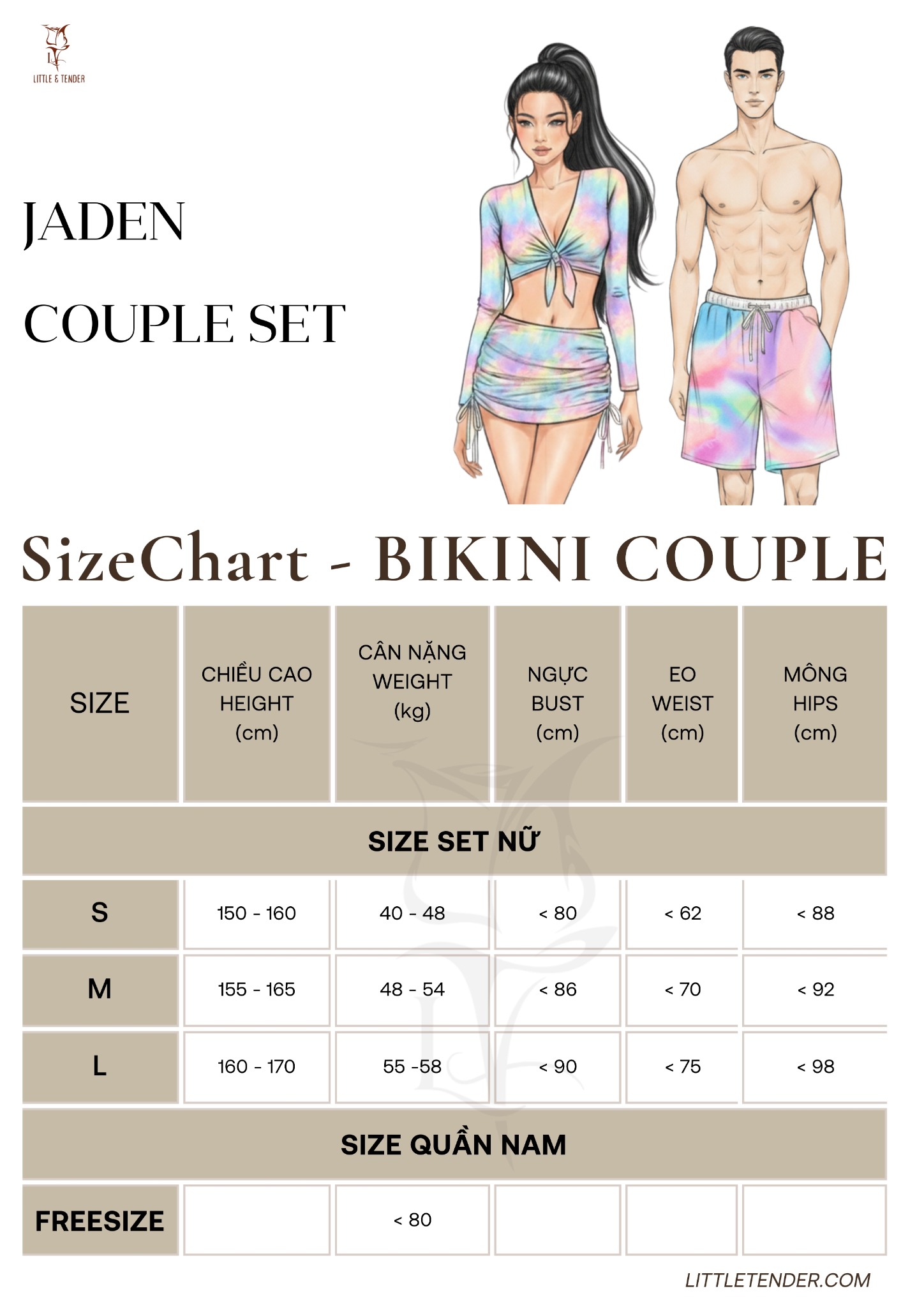 JADEN COUPLE SET - SET ĐỒ BƠI COUPLE CAO CẤP MÀU LOANG PASTEL