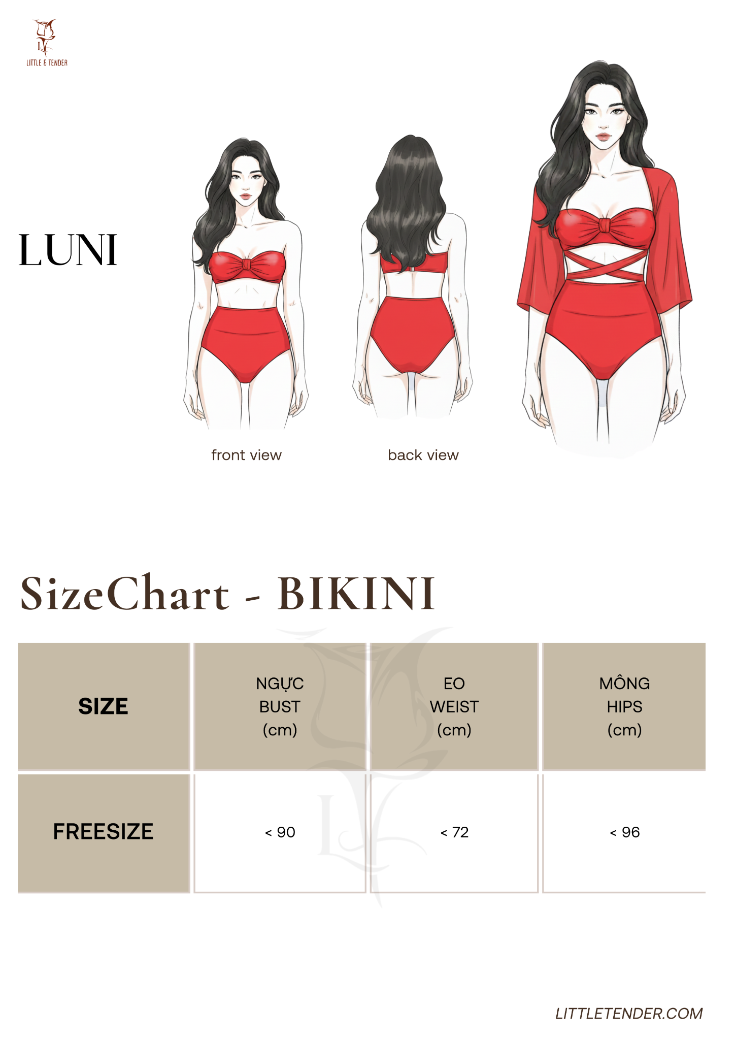 LUNI SWIMSUIT - Bikini set 3 món màu hồng cam