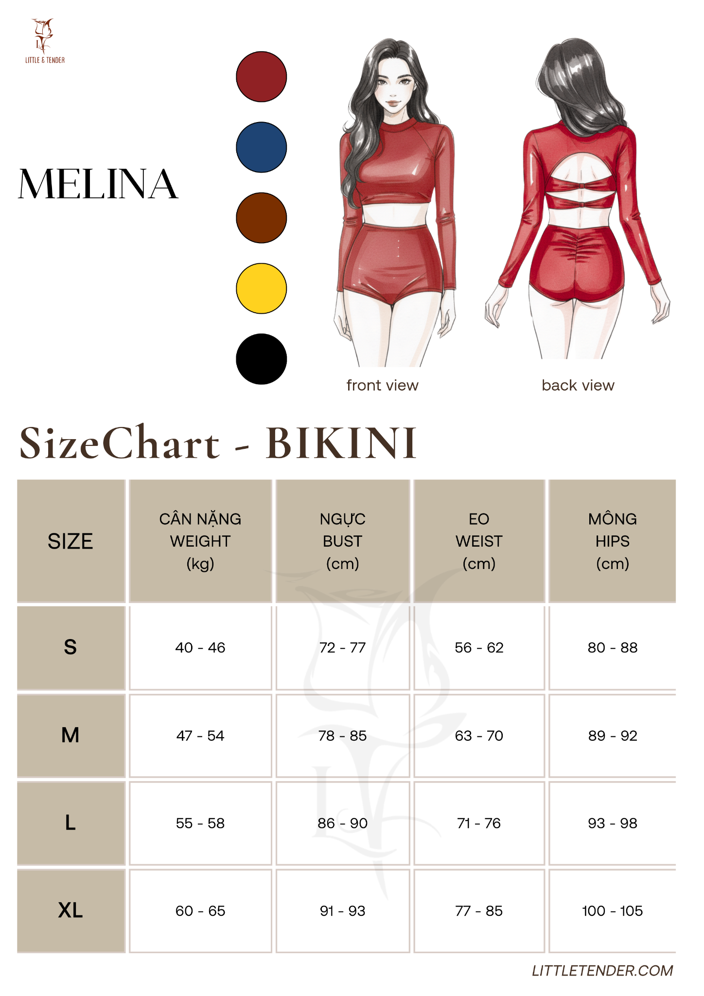 MELINA SWIMSUIT - ÁO TẮM 2 MẢNH TAY DÀI LƯNG 2 NƠ