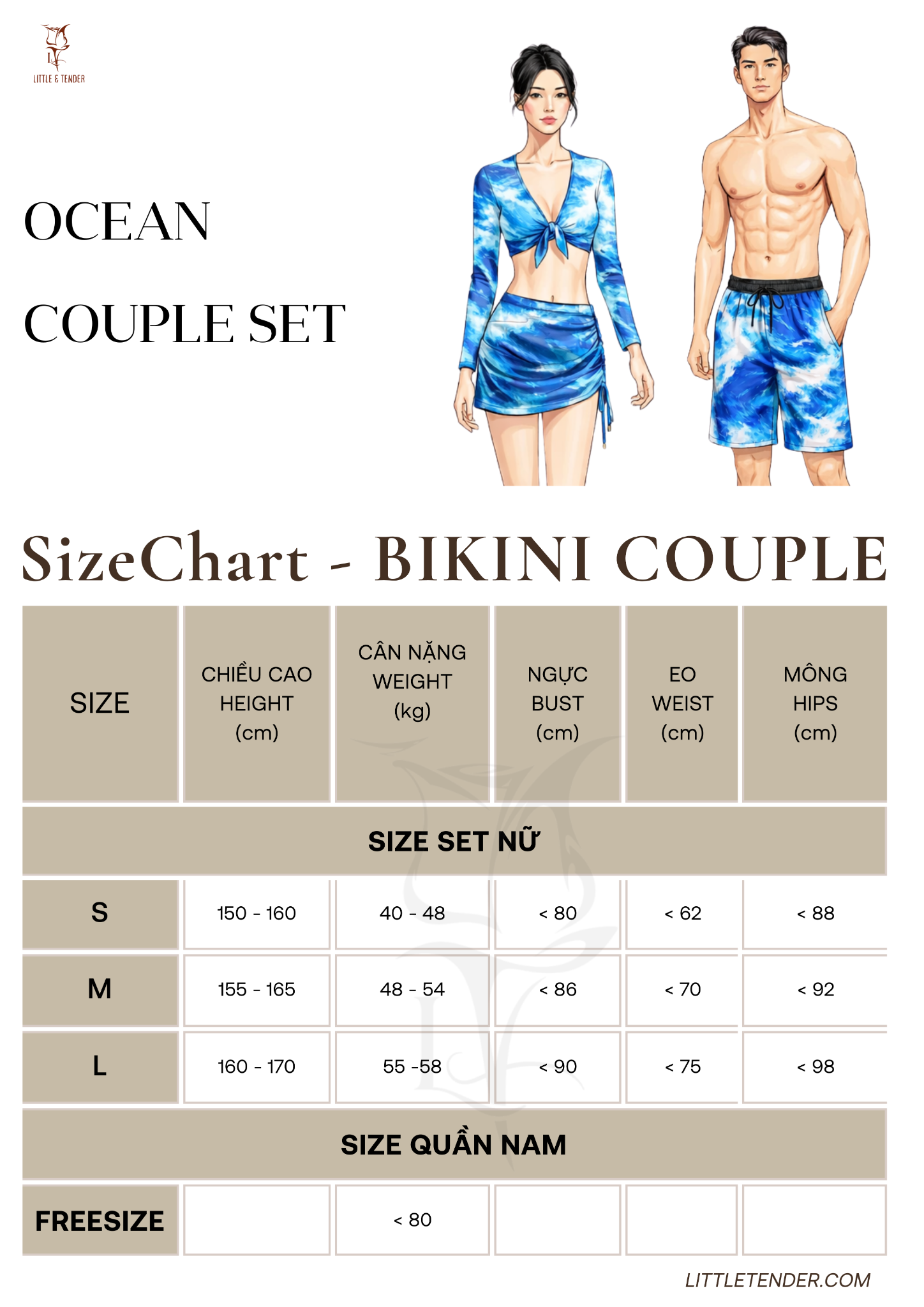 OCEAN COUPLE SET - SET ĐỒ BƠI COUPLE HỌA TIẾT SÓNG BIỂN ĐỘC QUYỀN