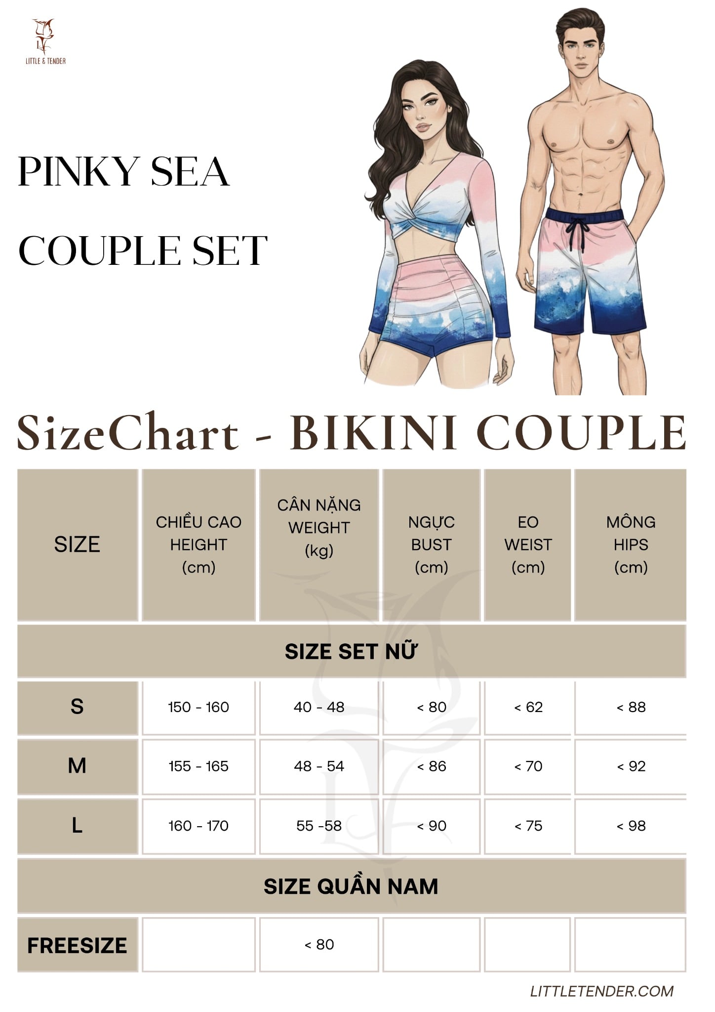 PINKY SEA COUPLE SET - SET BIKINI COUPLE MÀU HỒNG BIỂN