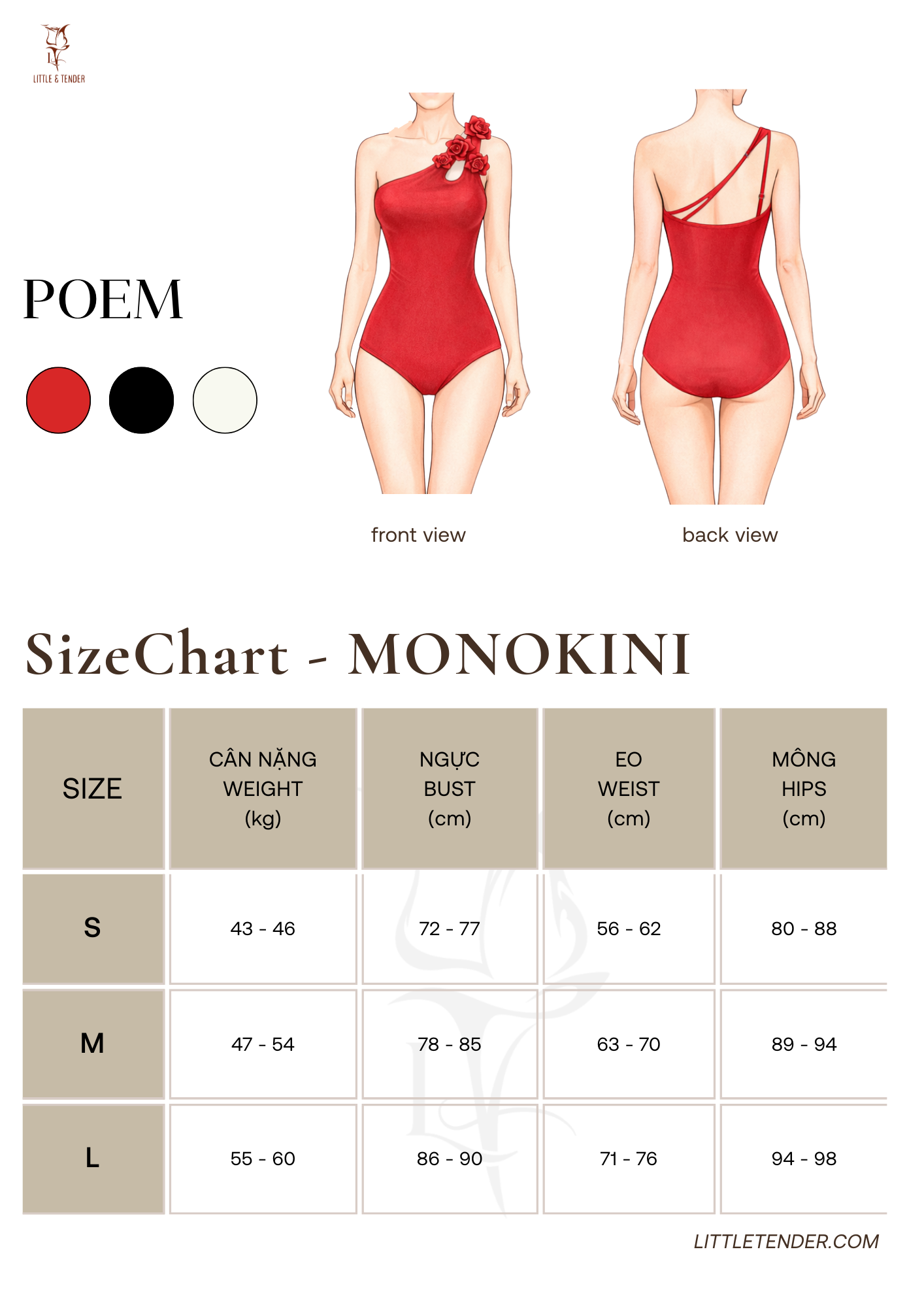Poem Swimsuit - Áo Tắm 1 Mảnh Lệch Vai Đính Hoa