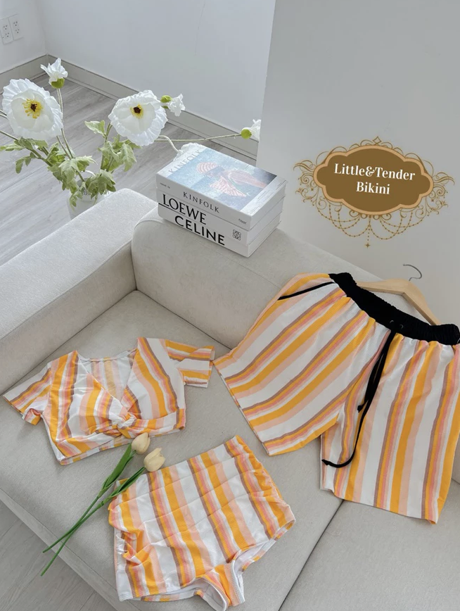 JUICE COUPLE SET SALE - ÁO TẮM 2 MẢNH HỌA TIẾT SỌC CAM