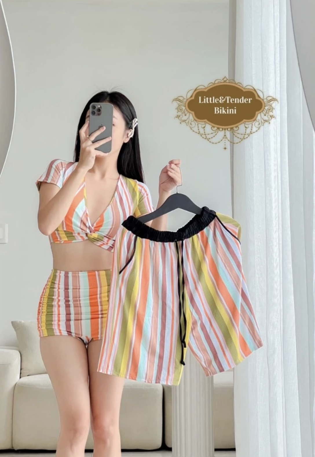 JUICE COUPLE SET SALE - ÁO TẮM 2 MẢNH HỌA TIẾT SỌC CAM