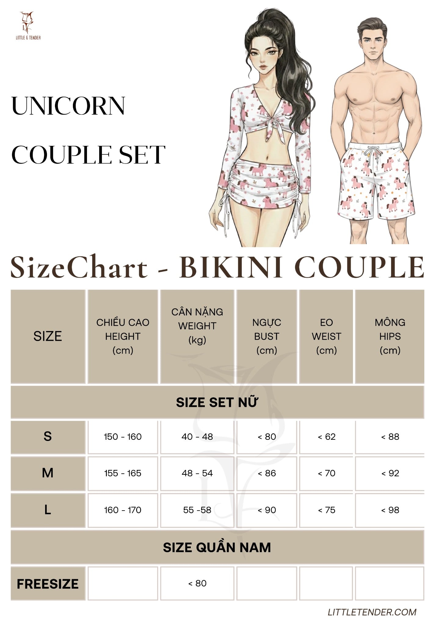 UNICORN COUPLE SET - SET BIKINI ĐÔI HỌA TIẾT BÍNH NGỌ (SALE)