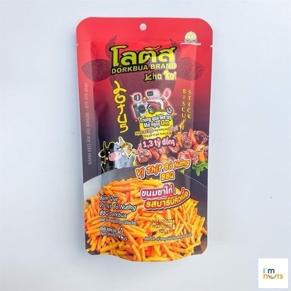 Bánh que vị thịt bò nướng BBQ Dorkbua gói 62g