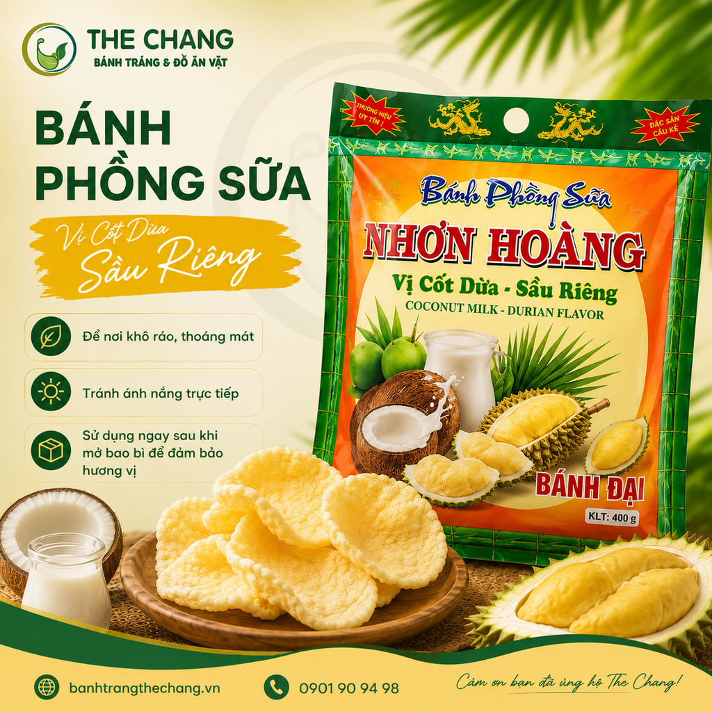 BÁNH PHỒNG SỮA ĐẶC BIỆT NHƠN HOÀNG 400GRi