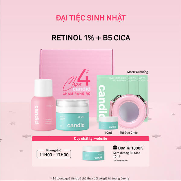 Combo Retinol 1.0% và Kem dưỡng B5 Cica