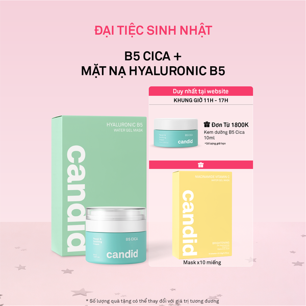 Combo Kem Dưỡng B5 Cica & Mặt nạ Hyaluronic B5 10 miếng