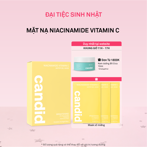 Mặt nạ dưỡng sáng Candid Niacinamide Vitamin C 10 miếng