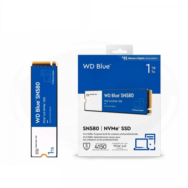 Ổ Cứng SSD WD SN 580 Blue 1TB – M.2 2280 PCIe Gen4 x4 (Đọc 5150MB/s - Ghi 4850MB/s) - (WDS100T4B0E)