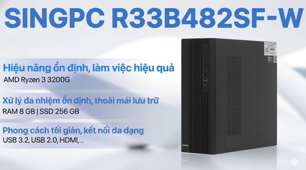 PC SingPC R333M4802F-W (R3 3200G/ 8GB/ 256Gb SSD/ Key/ Mouse/ Win 11 Pro)