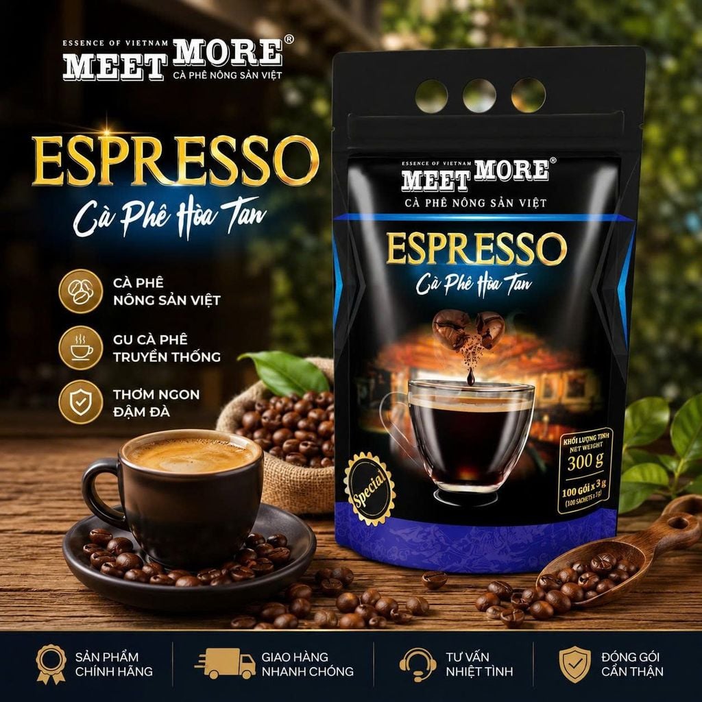 Bịch cà phê hòa tan Espresso (100 gói x 3g)