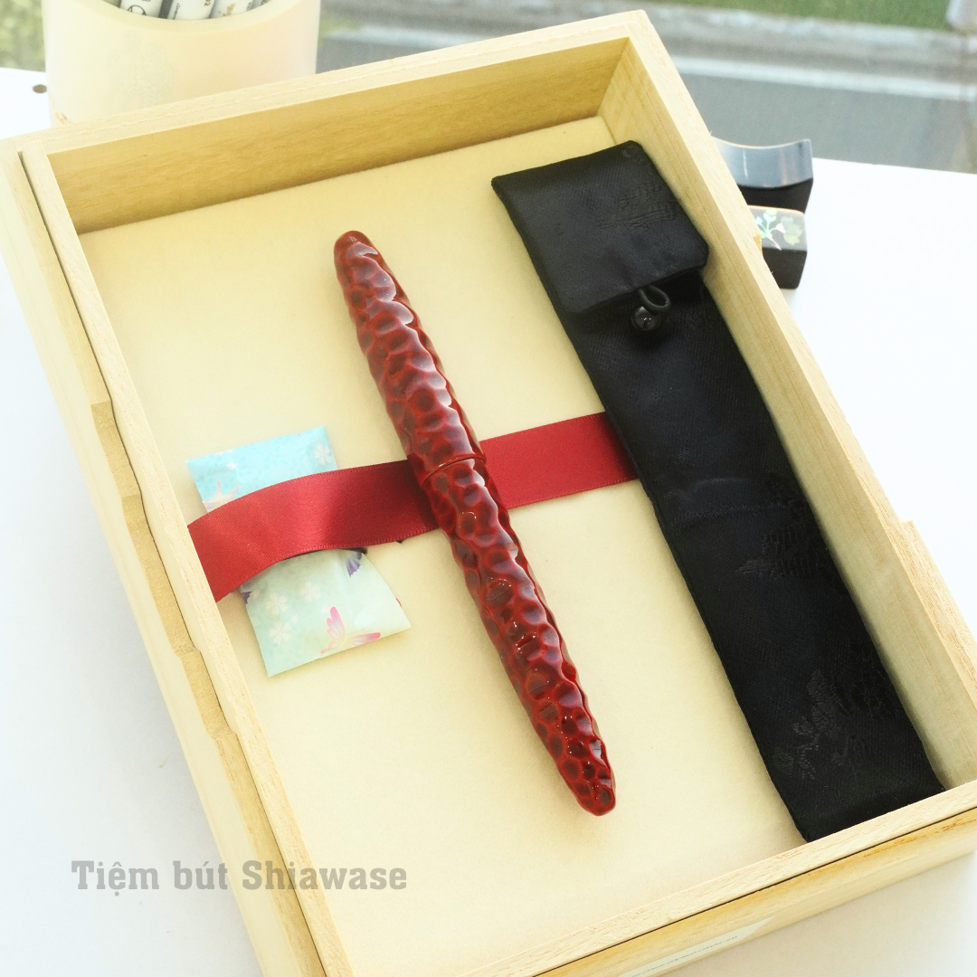  Bút Máy Wancher Aizu Urushi - Kikkou-nuri - Akatamenuri 