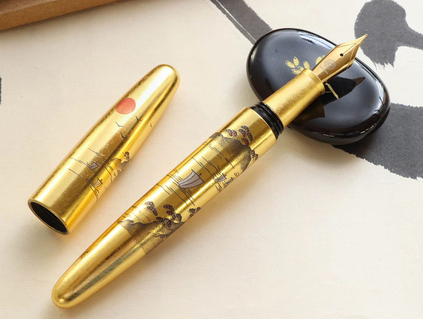  Wancher Dream Pen Rising Sun Maki-e - Sansui 