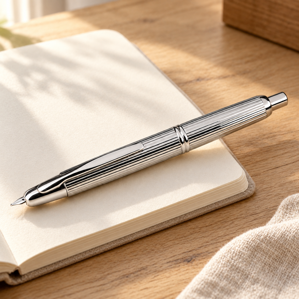  Bút Máy Pilot Capless Vanishing Point - Stripe - Silver 