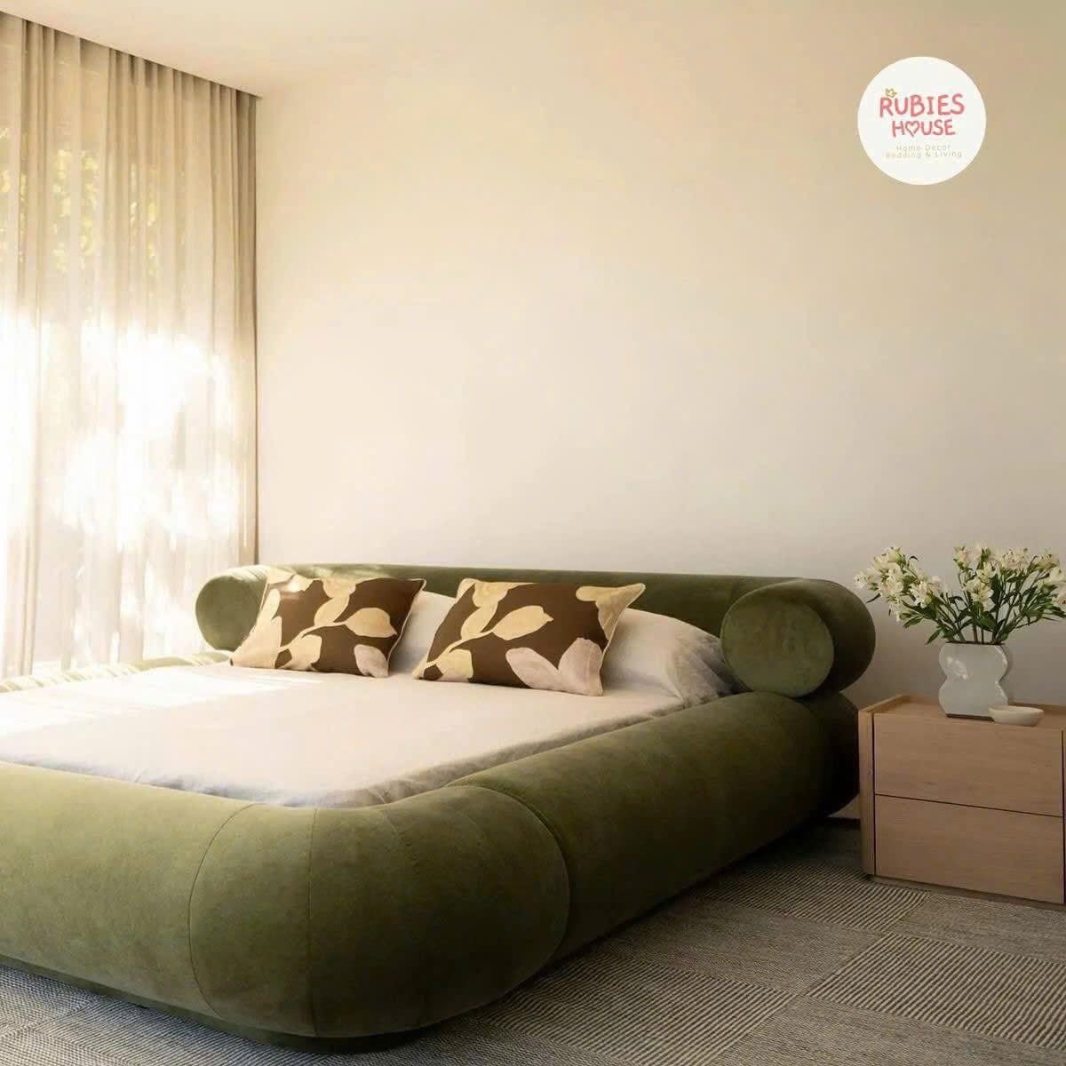  Giường ngủ bọc nệm cao cấp Leona Bed phong cách Bắc Âu Rubies House 