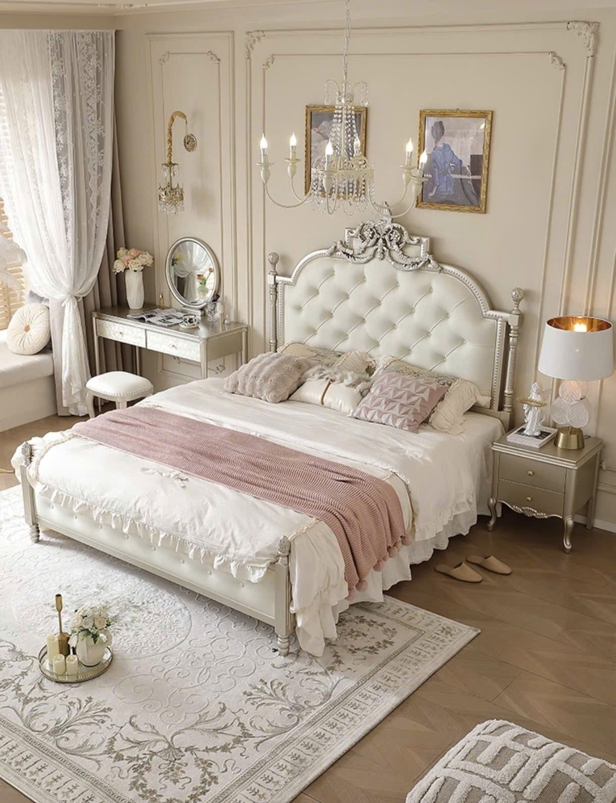  Giường Gỗ Bọc Nệm Céleste Phong Cách Pháp Rubies House 