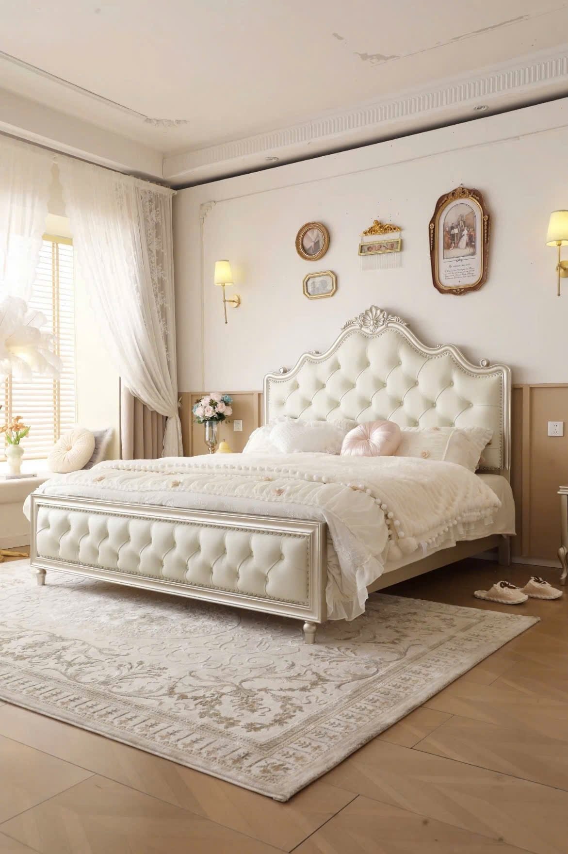  Giường Gỗ Bọc Nệm Monet Phong Cách Pháp Rubies House 