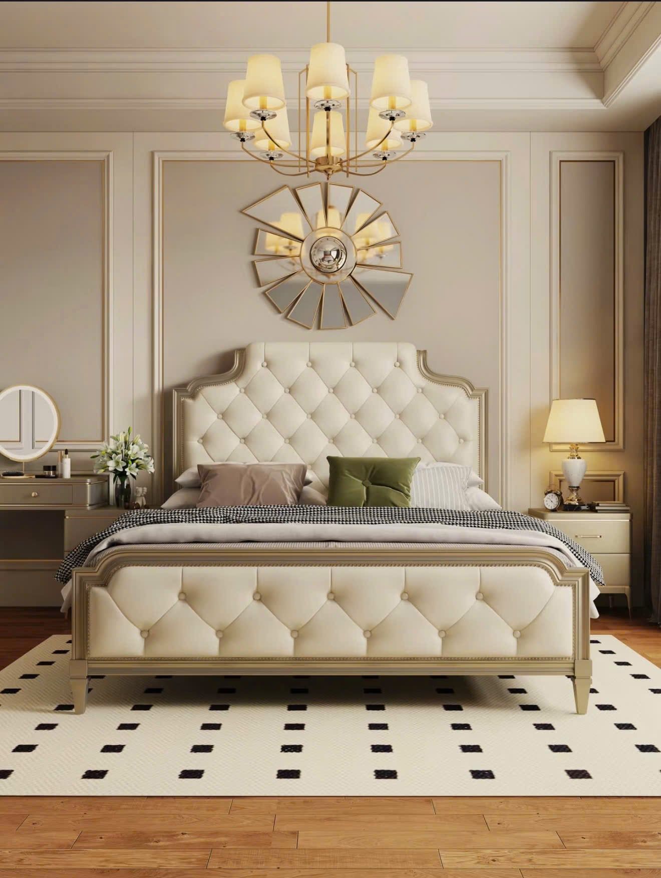  Giường Gỗ Bọc Nệm Lumière Phong Cách Pháp Rubies House 