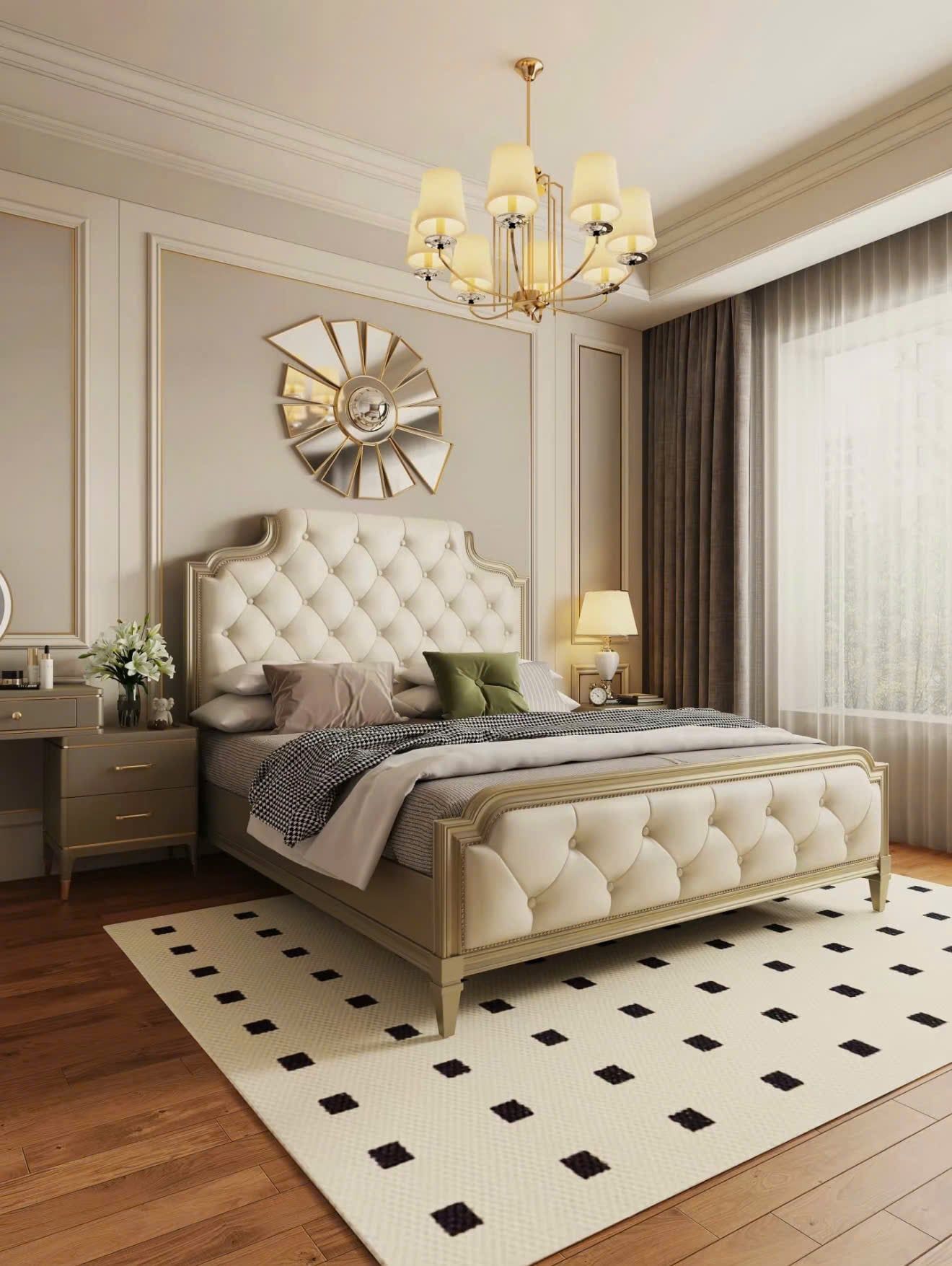  Giường Gỗ Bọc Nệm Lumière Phong Cách Pháp Rubies House 