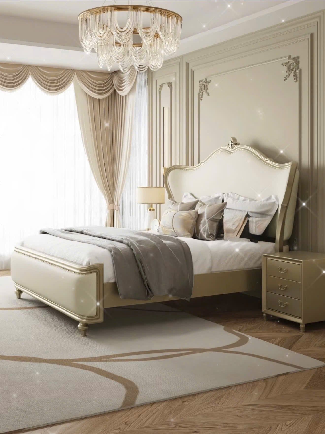  Giường Gỗ Bọc Nệm Madeleine Phong Cách Pháp Rubies House 