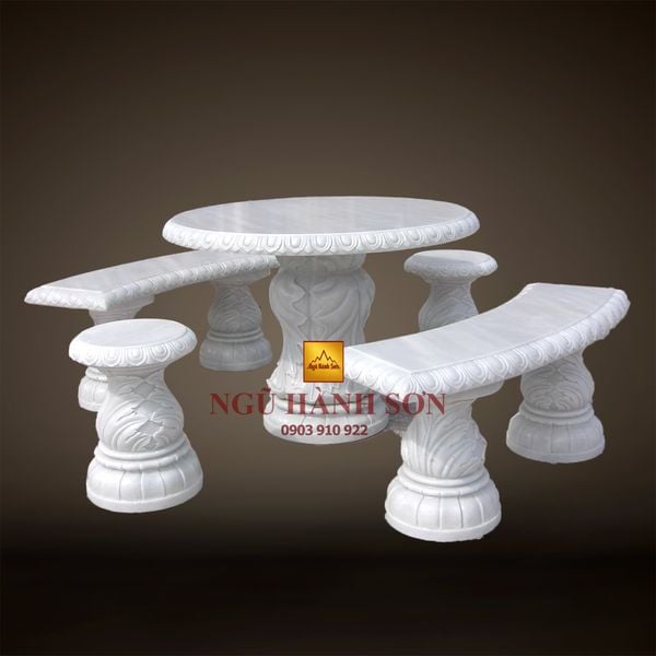 Bàn tròn đá trắng