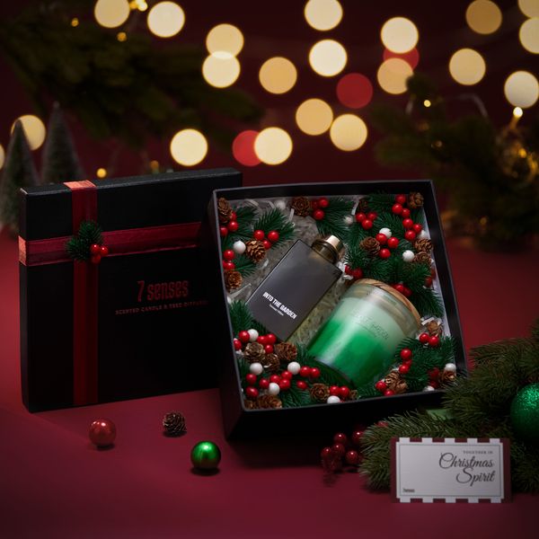  Set quà Giáng sinh - tinh dầu hương lá cây rừng & nến hương gỗ sồi 