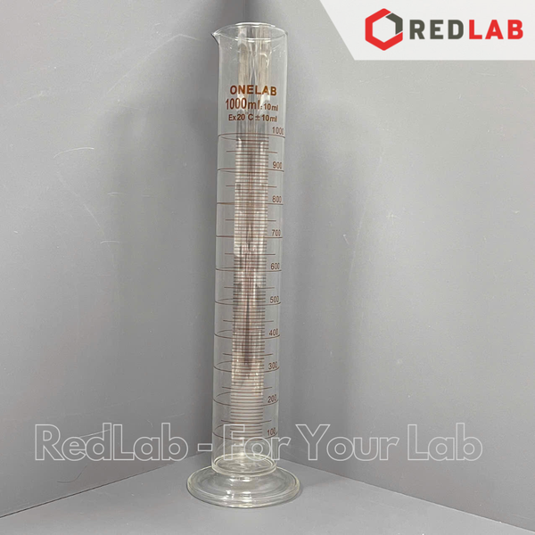 Ống đong thủy tinh ONELAB 10 25 50 100 250 500 1000 2000 ml đáy tròn, chia vạch nâu, đong mẫu thí nghiệm, có VAT