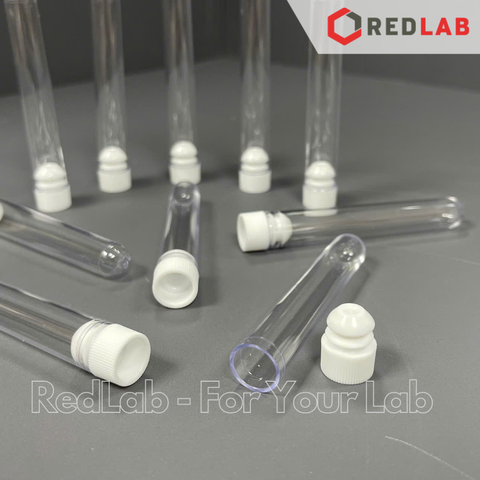 Ống nghiệm nhựa PS 5ml 12x75mm có nắp đậy trắng, không nhãn Hồng Thiện Mỹ, có VAT