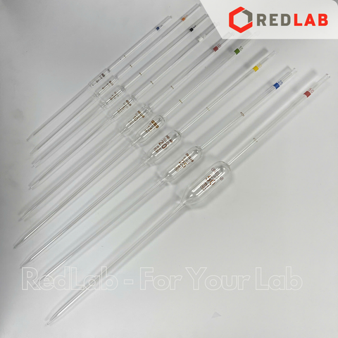 Pipet bầu 1 vạch DINLAB 1 2 3 4 5 10 20 25 50 100 ml, ống hút thủy tinh thí nghiệm, volumetric pipette, có VAT