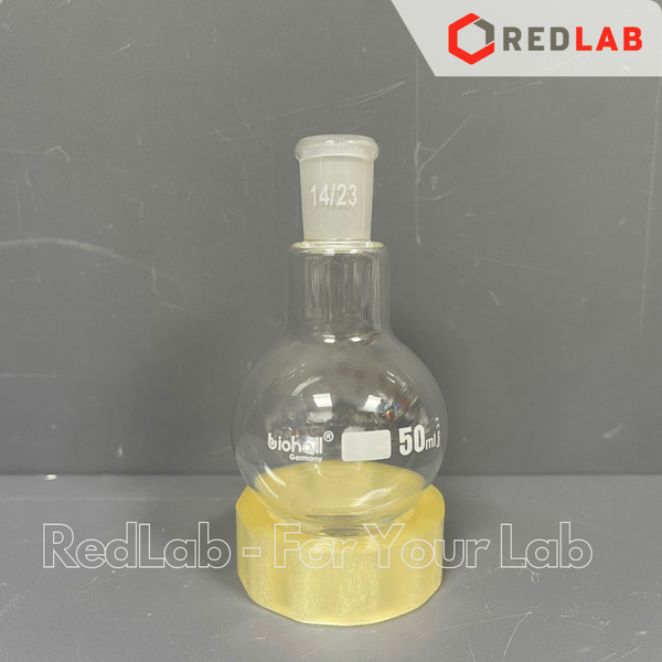 Bình cầu đáy tròn 1 cổ nhám BIOHALL 25 50 100 250 500 ml 1L 2L 3L 5L 10L 20L - 14/23 19/26 24/29 29/32 34/35 45/40 55/44, mark trắng, có VAT