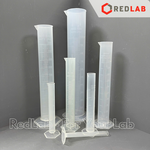 Ống đong nhựa PP vạch nổi trắng ONELAB 10 25 50 100 250 500 1000 2000 ml, đáy lục giác, chịu nhiệt, có VAT