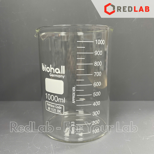 Cốc đốt thuỷ tinh Thấp thành BIOHALL 5 10 25 50 100 150 200 250 400 500 600 800 1000 ml 2L 3L 5L 10L, beaker có mỏ chịu nhiệt, có VAT