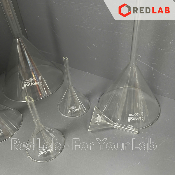 Phễu thuỷ tinh BIOHALL Class A Ø 25 35 50 55 65 70 75 100 120 125 150 mm, thuỷ tinh Boro 3.3, funnel thí nghiệm, có VAT