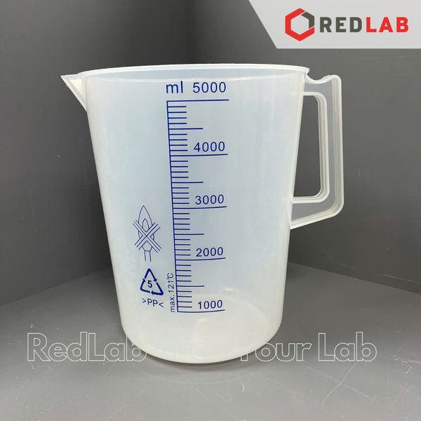 Ca nhựa PP có quai in vạch xanh ONELAB 100 250 500 1000 2000 3000 5000 ml, cốc đong thí nghiệm, chịu nhiệt, có VAT