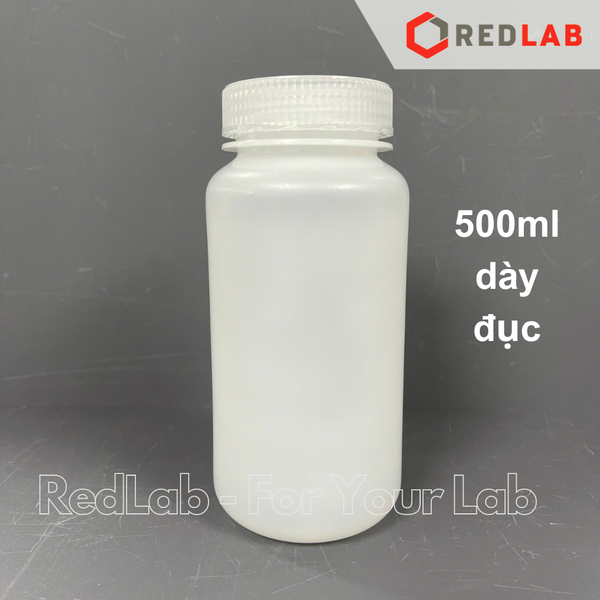 Chai nhựa PP trắng miệng rộng ONELAB 30 60 125 250 500 ml 1 2 L, chịu nhiệt tối đa 140°C, đựng mẫu thí nghiệm, có VAT