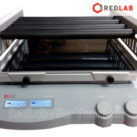 Máy lắc tròn DLAB SK-O330-Pro, 100-500rpm, max 7.5kg, gồm bàn lắc 4 thanh, 2 màn hình LCD, có VAT