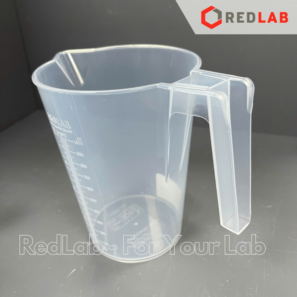 Ca nhựa PP có quai nửa vạch nổi trắng ISOLAB 250 500 1000 2000 3000 ml, cốc đong mẫu thí nghiệm, beakers with handle, có VAT