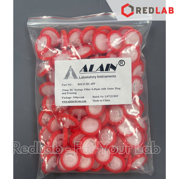 Đầu lọc RC Syringe filter ALAIN 13mm / 25mm, lỗ lọc 0.22um / 0 45um, dùng cho sắc ký HPLC, có VAT
