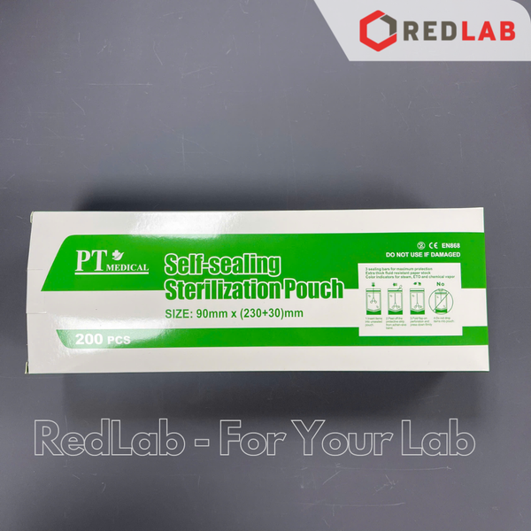 Túi hấp tiệt trùng cắt sẵn tự dán PT Medical 5.7x10 9x23 13.5x25.5 19x33 25x37 30x46 (hộp 200 cái), có VAT