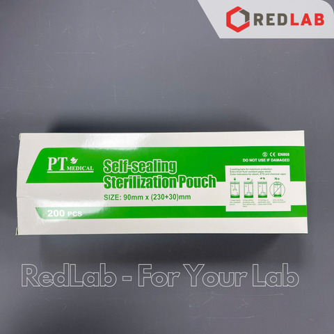 Túi hấp autoclave cắt sẵn tự dán PT Medical 5.7x10 9x23 13.5x25.5 19x33 25x37 30x46 +3 cm (hộp 200 cái), có VAT